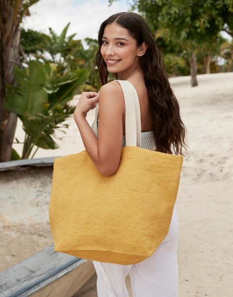 Soft Washed Jute Beach Bag  