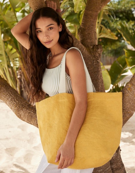 Soft Washed Jute Beach Bag  
