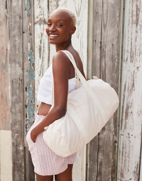 Striped Organic Cotton Barrel Bag  