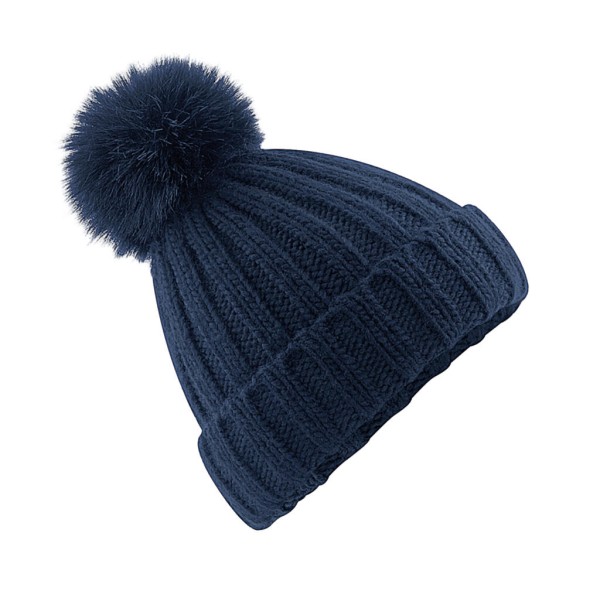 Verbier Fur Pop Pom Chunky Beanie  