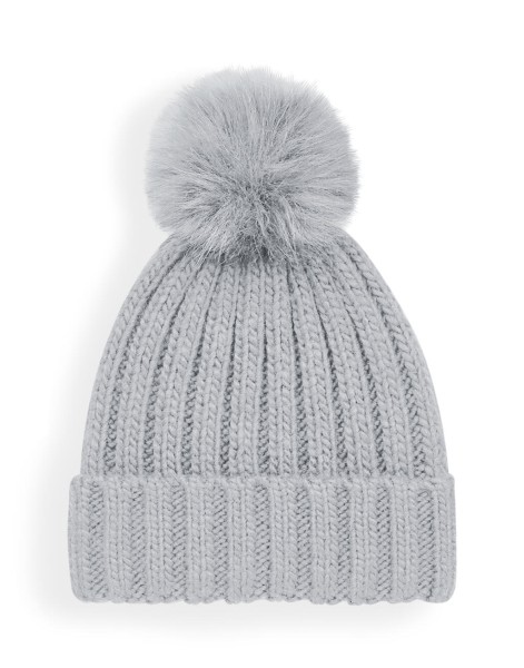 Verbier Fur Pop Pom Chunky Beanie  