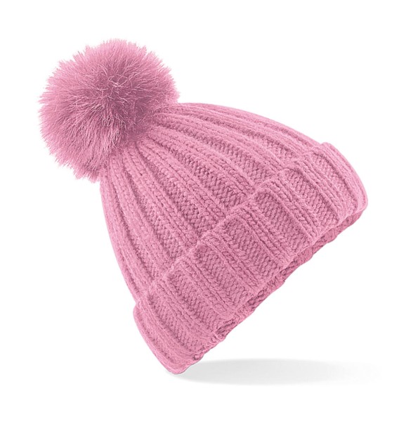 Verbier Fur Pop Pom Chunky Beanie  