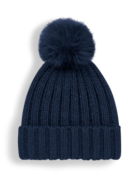 Verbier Fur Pop Pom Chunky Beanie  
