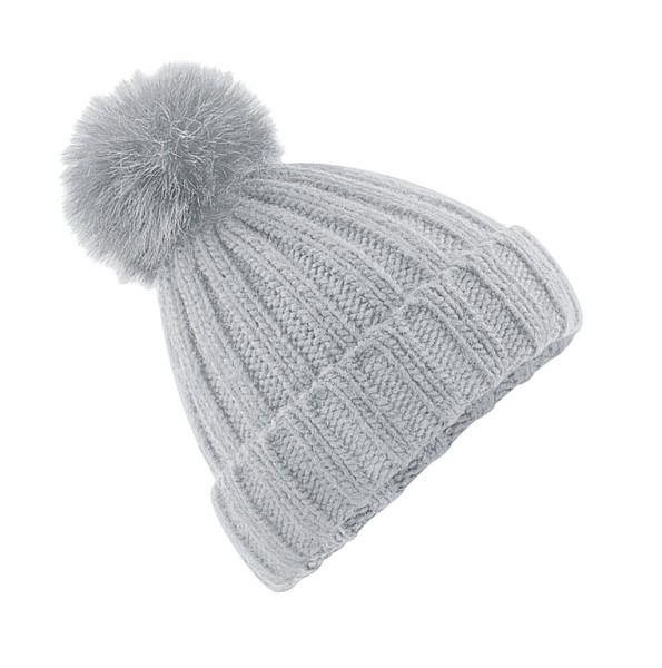 Verbier Fur Pop Pom Chunky Beanie  