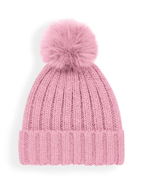 Verbier Fur Pop Pom Chunky Beanie  