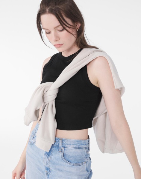 Women`s Micro Rib Muscle Crop Tank  