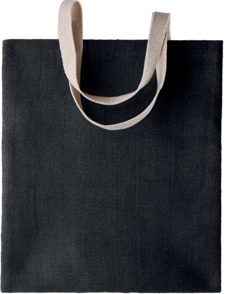 100% NATURAL YARN DYED JUTE BAG Fekete 