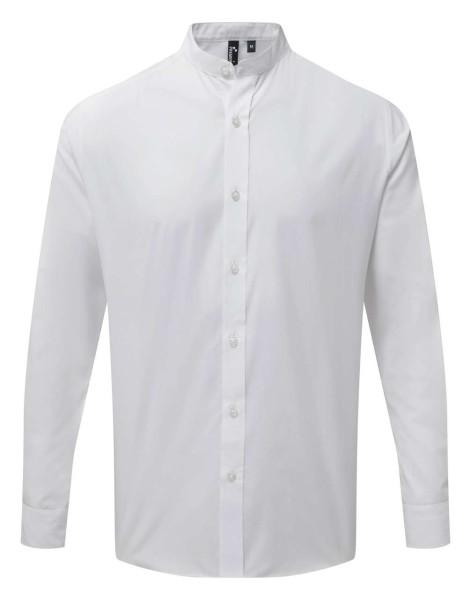 BANDED COLLAR 'GRANDAD' LONG SLEEVE SHIRT Fehér 