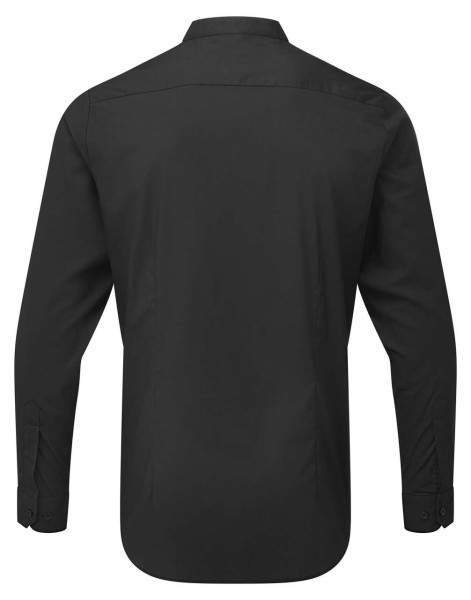 BANDED COLLAR 'GRANDAD' LONG SLEEVE SHIRT Fekete 
