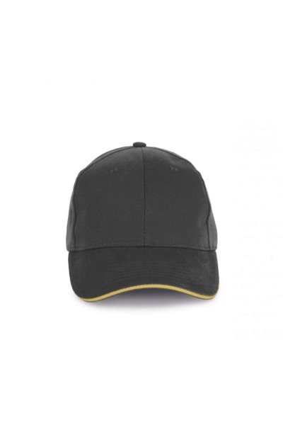 CAP IN ORGANIC COTTON WITH CONTRASTING SANDWICH PEAK - 6PANELS Szürke 