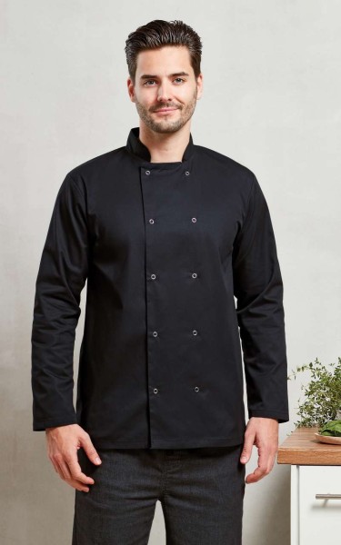 CHEF'S LONG SLEEVE STUD JACKET Fekete 