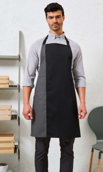 'COLOURS COLLECTION’ CONTRAST BIB APRON Fekete 