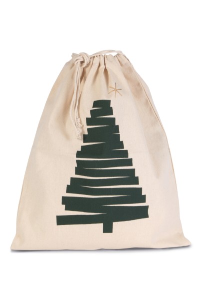COTTON BAG WITH CHRISTMAS TREE DESIGN AND DRAWCORD CLOSURE Barna 