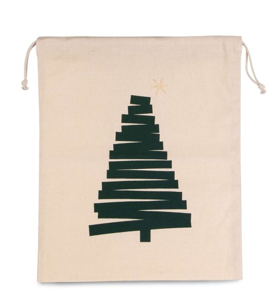 COTTON BAG WITH CHRISTMAS TREE DESIGN AND DRAWCORD CLOSURE Barna 