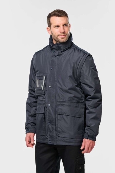 DETACHABLE-SLEEVED WORKWEAR PARKA Fekete 