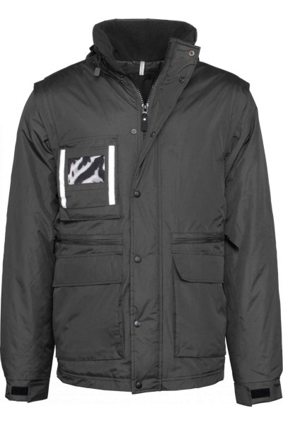 DETACHABLE-SLEEVED WORKWEAR PARKA Fekete 