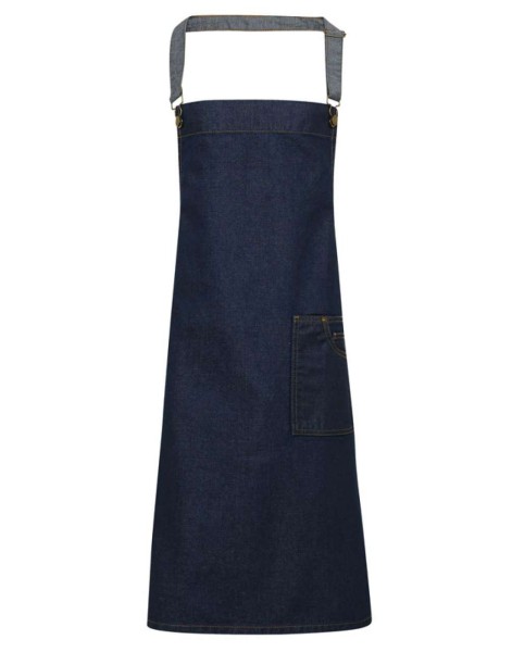 'DISTRICT' WAXED LOOK DENIM BIB APRON Kék 