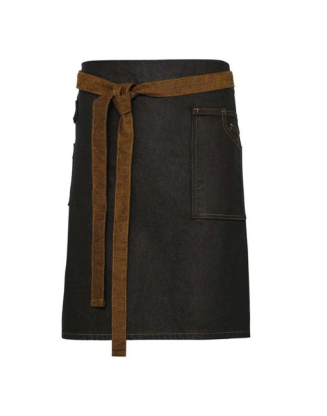 'DIVISION' WAXED LOOK DENIM WAIST APRON Fekete 