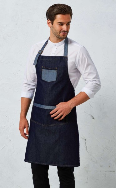 'DOMAIN' CONTRAST DENIM BIB APRON Kék 