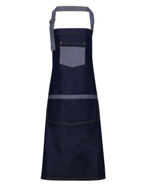 'DOMAIN' CONTRAST DENIM BIB APRON Kék 