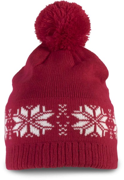 FAIR ISLE KNIT BEANIE Piros 