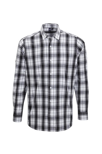 'GINMILL' CHECK - MEN'S LONG SLEEVE COTTON SHIRT Fekete 