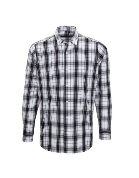 'GINMILL' CHECK - MEN'S LONG SLEEVE COTTON SHIRT Fekete 