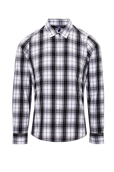 'GINMILL' CHECK - WOMEN'S LONG SLEEVE COTTON SHIRT Fekete 