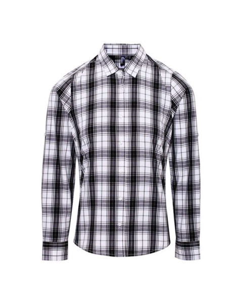 'GINMILL' CHECK - WOMEN'S LONG SLEEVE COTTON SHIRT Fekete 