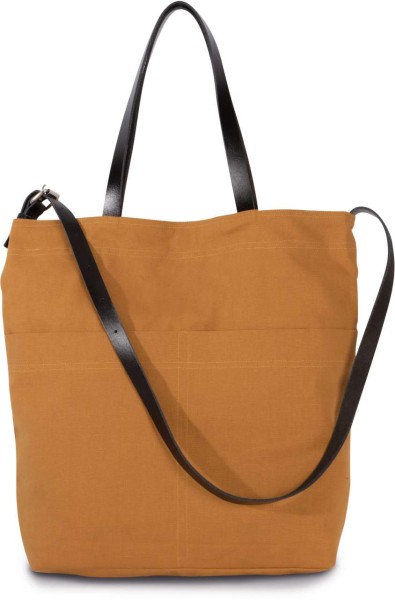 HANDBAG WITH LEATHER SHOULDER STRAP Narancssárga 