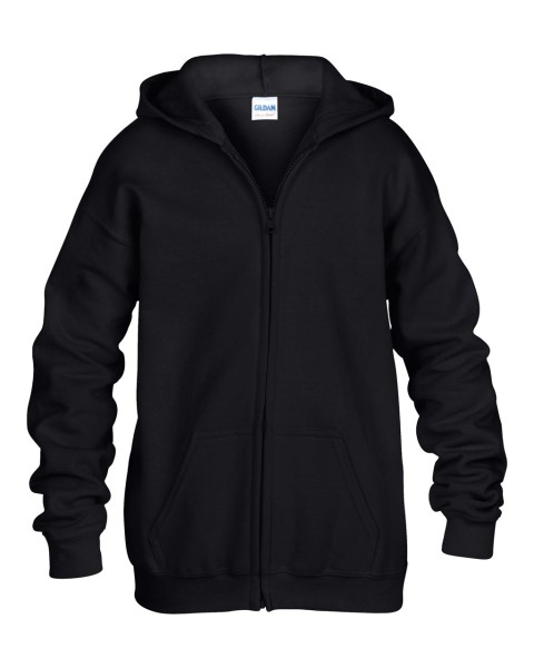 HEAVY BLEND™ YOUTH FULL ZIP HOODED SWEATSHIRT Fekete 