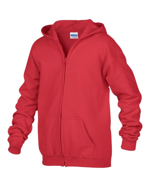 HEAVY BLEND™ YOUTH FULL ZIP HOODED SWEATSHIRT Piros 