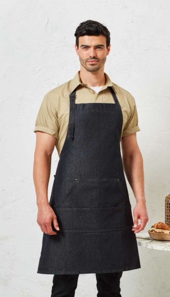JEANS STITCH DENIM BIB APRON Kék 