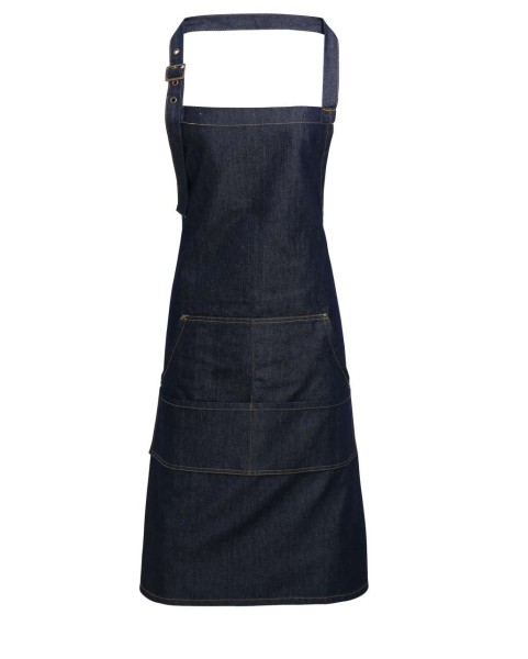JEANS STITCH DENIM BIB APRON Kék 
