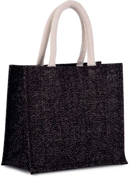JUTE CANVAS TOTE - MEDIUM Fekete 