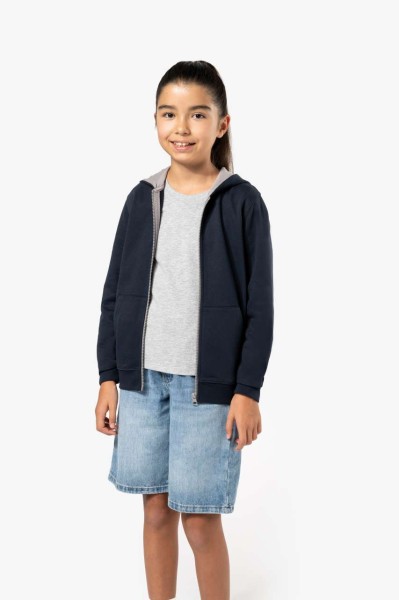 KIDS' FULL ZIP HOODED SWEATSHIRT Fekete 