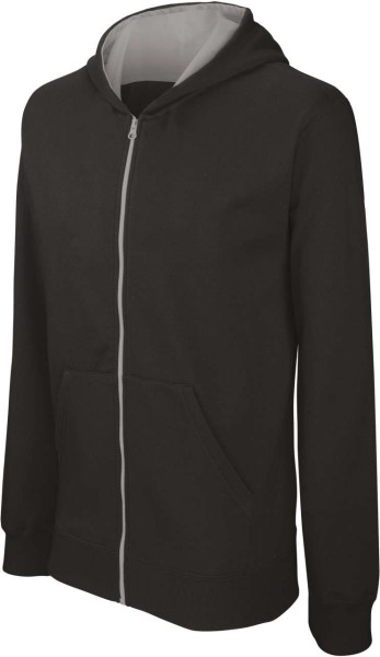 KIDS' FULL ZIP HOODED SWEATSHIRT Fekete 