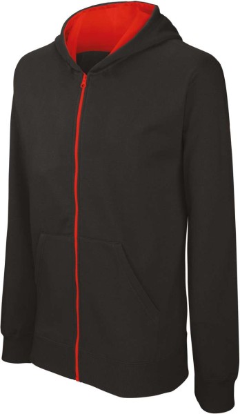 KIDS' FULL ZIP HOODED SWEATSHIRT Fekete 