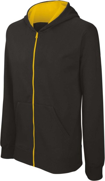KIDS' FULL ZIP HOODED SWEATSHIRT Fekete 