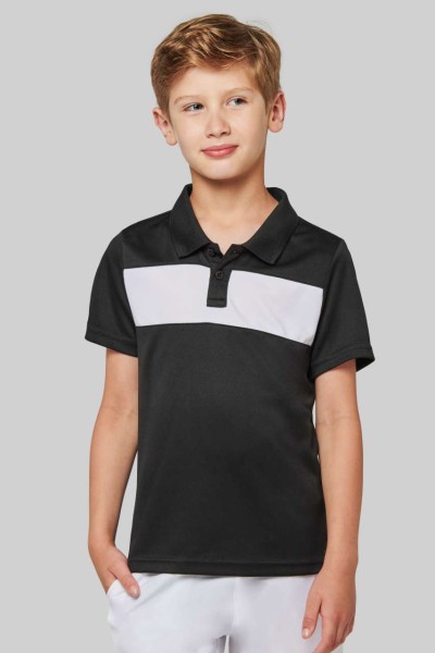KIDS' SHORT SLEEVE POLO SHIRT Fekete 