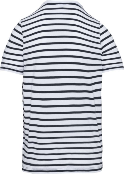 KIDS' STRIPED SHORT SLEEVE SAILOR T-SHIRT WITH POCKET Fehér 