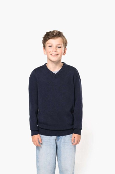 KIDS' V-NECK JUMPER Kék 