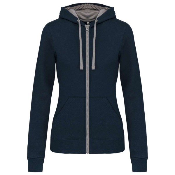 LADIES’ CONTRAST HOODED FULL ZIP SWEATSHIRT Kék 