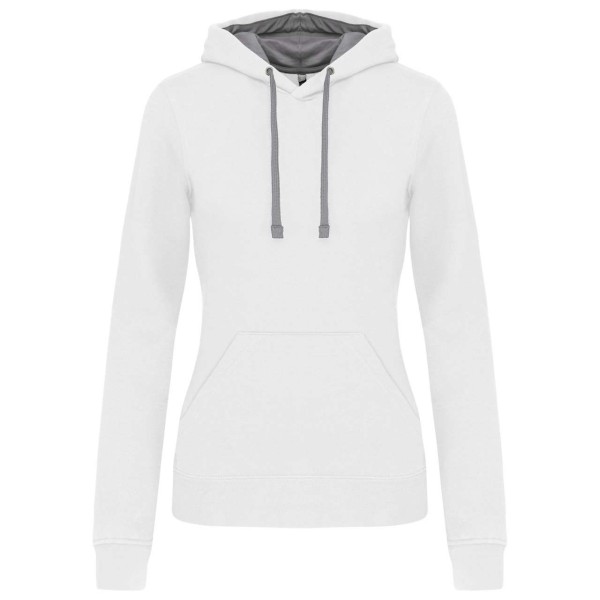 LADIES’ CONTRAST HOODED SWEATSHIRT Fehér 