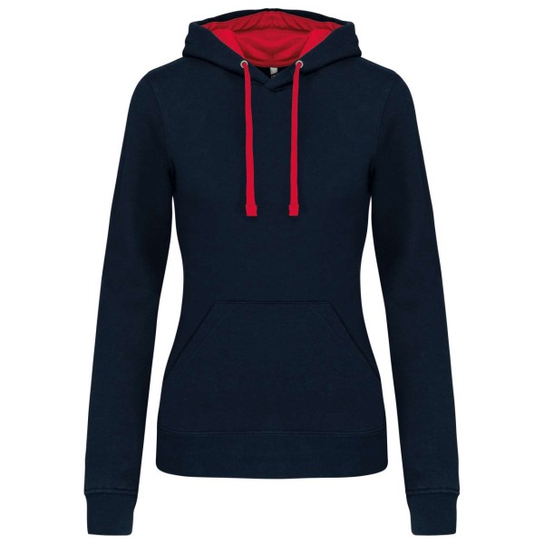 LADIES’ CONTRAST HOODED SWEATSHIRT Kék 