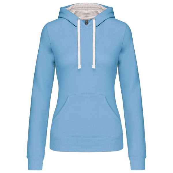 LADIES’ CONTRAST HOODED SWEATSHIRT Kék 