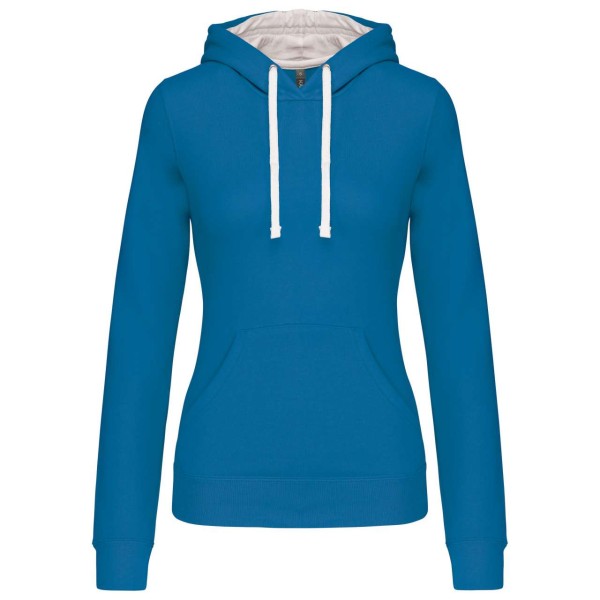 LADIES’ CONTRAST HOODED SWEATSHIRT Kék 