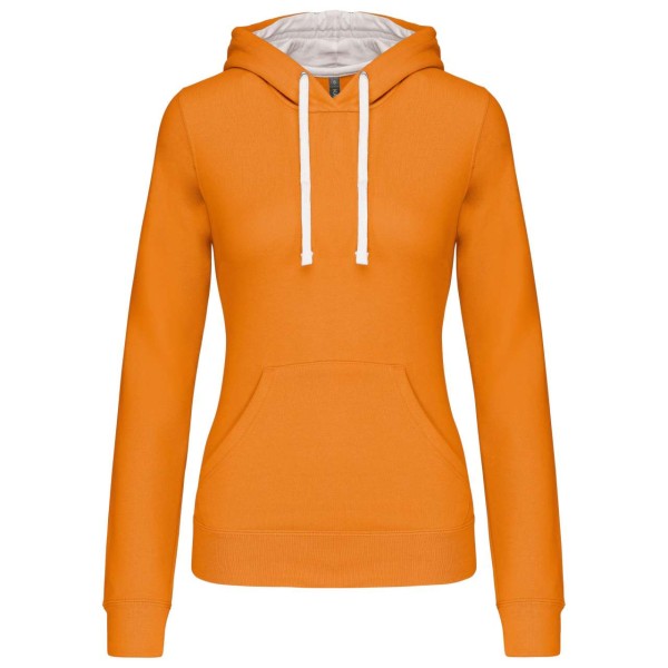 LADIES’ CONTRAST HOODED SWEATSHIRT Narancssárga 