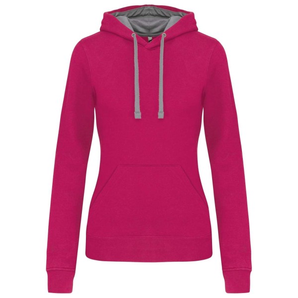 LADIES’ CONTRAST HOODED SWEATSHIRT Rózsaszín 