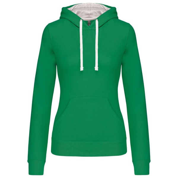 LADIES’ CONTRAST HOODED SWEATSHIRT Zöld 